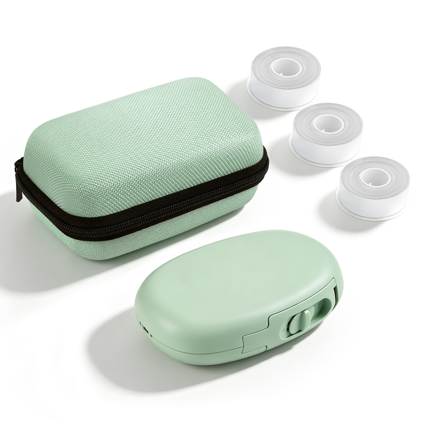 SUPVAN E10 Bluetooth Label Maker with 3 Tapes & Carrying Case, Green | Fits Continuous & Die-Cut Waterproof Label, Easy App Editing, Rechargeable, Inkless, for School, Home, Kitchen, Office