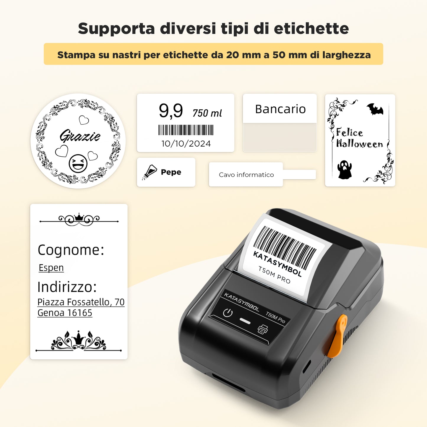 SUPVAN T50M Pro Etichettatrice Bluetooth con Nastro, App Versatile con 30 Caratteri e oltre 700 Icone, senza Inchiostro per Organizzare Casa, Cucina, Scuola e Ufficio