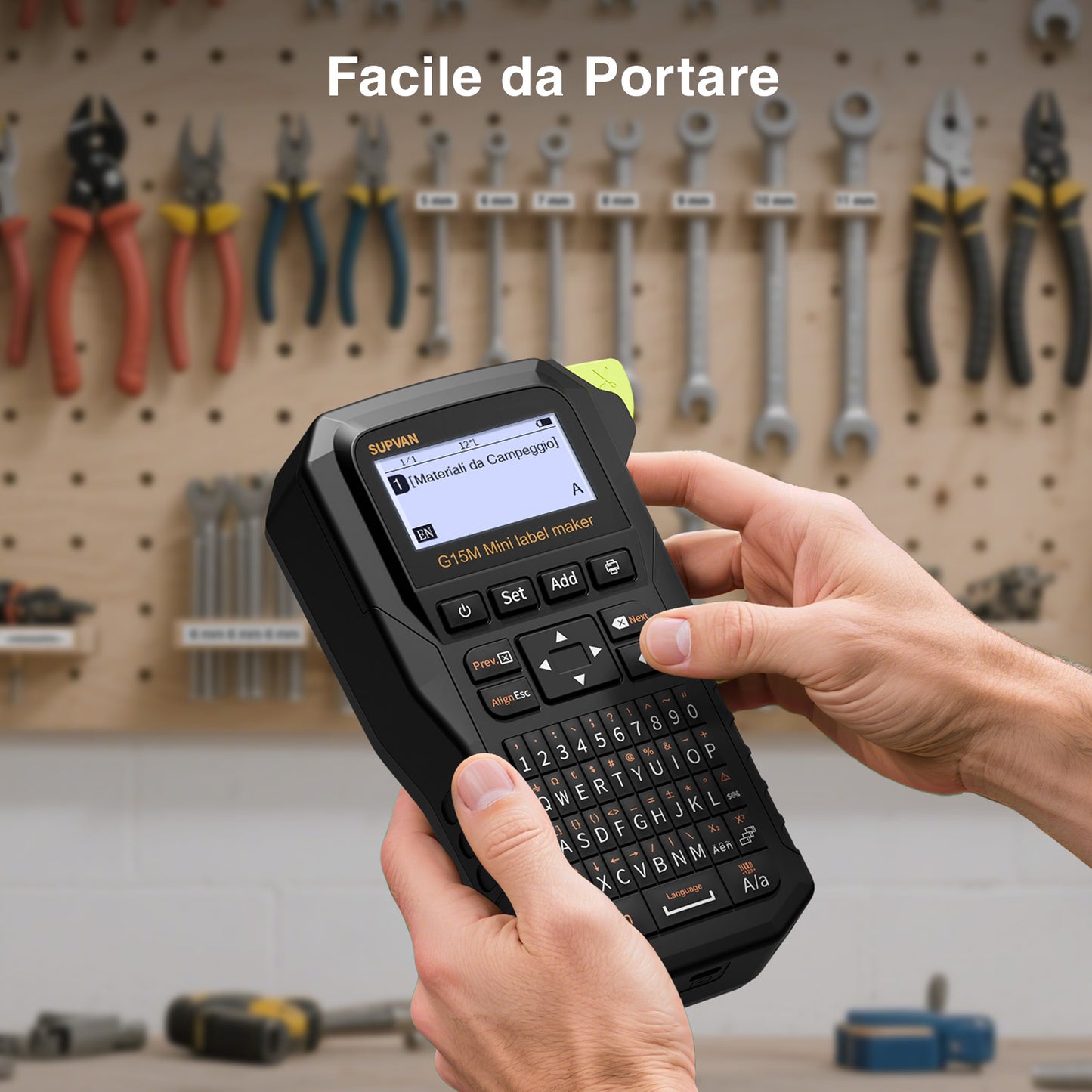 SUPVAN G15M Mini Stampante per Etichette da Tastiera Portatile, Compatibile con Carta 6-15mm/Tubi Termorestringenti/Etichette per Cavi, Batteria Ricaricabile, Ideale per Casa/Ufficio/Industria/Esterno