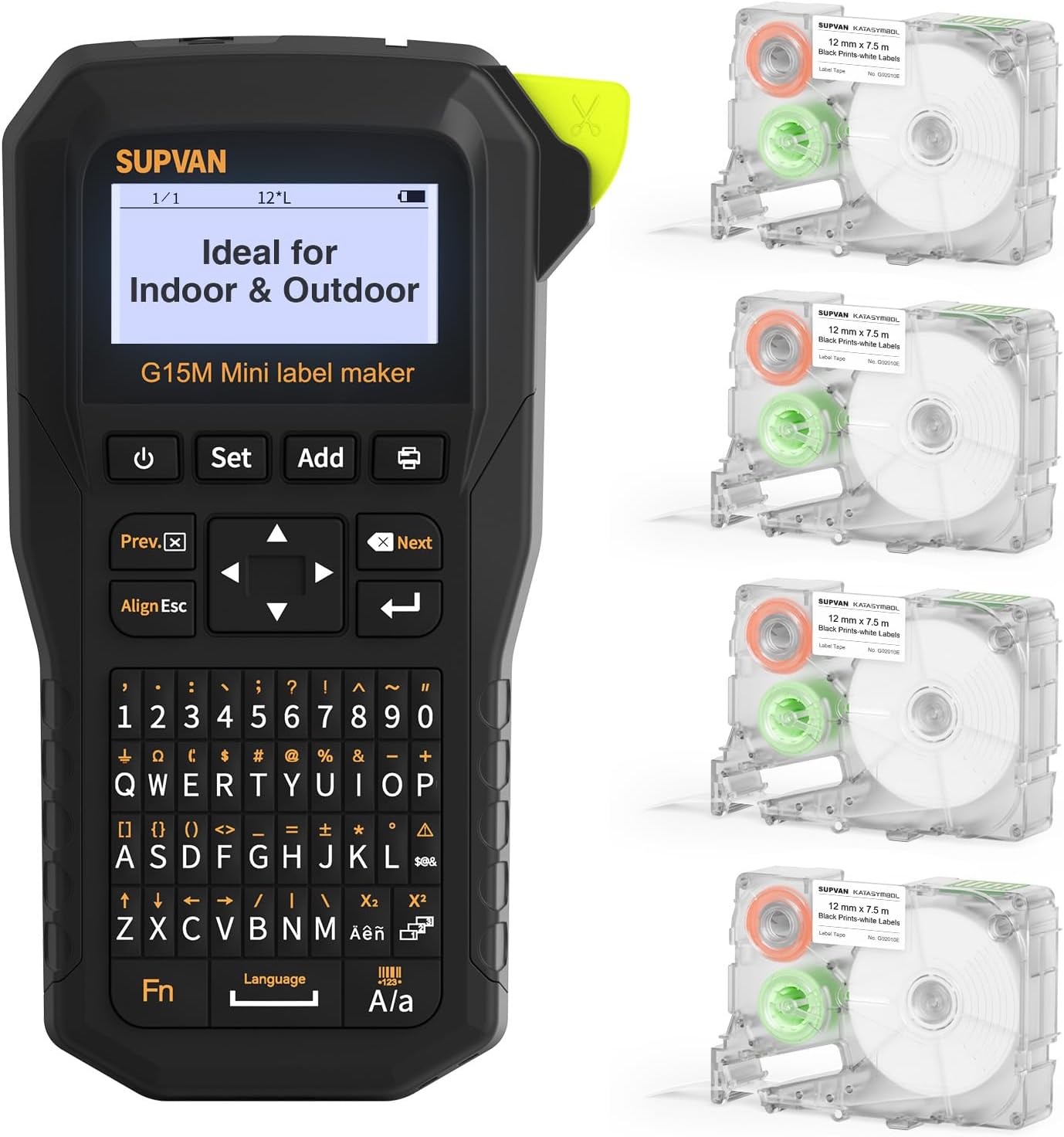 SUPVAN G15M Mini wiederaufladbarer Thermotransfer Etikettendrucker mit 4 Etiketten, Mindest 5 mm Randabstand, für Schrumpfschlauch & Kabel, perfekt für Außenbereich