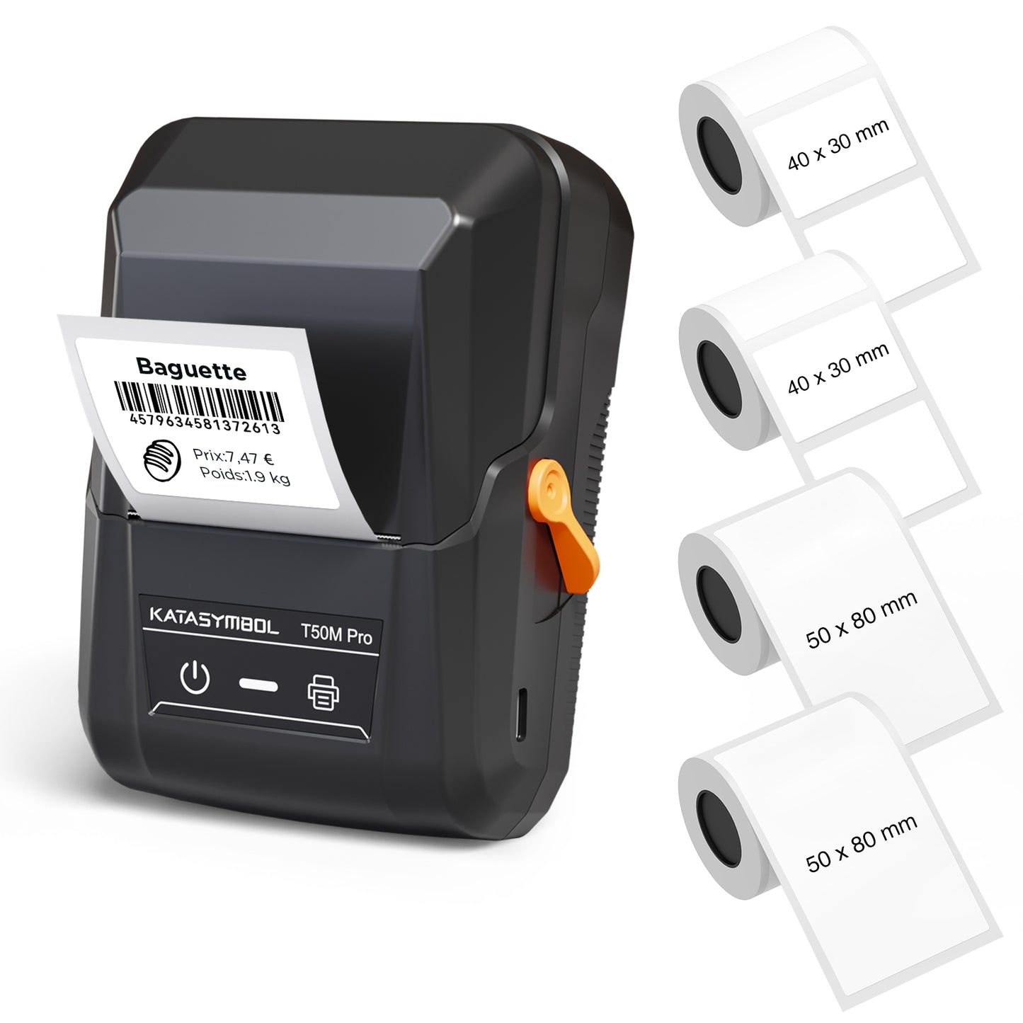 SUPVAN T50M Pro Étiqueteuse Bluetooth avec 4 Rouleaux d'étiquettes Blanches, Pack économique, Reconnaissance Automatique du Format, idéale pour commerces, Bureaux, écoles et la Maison