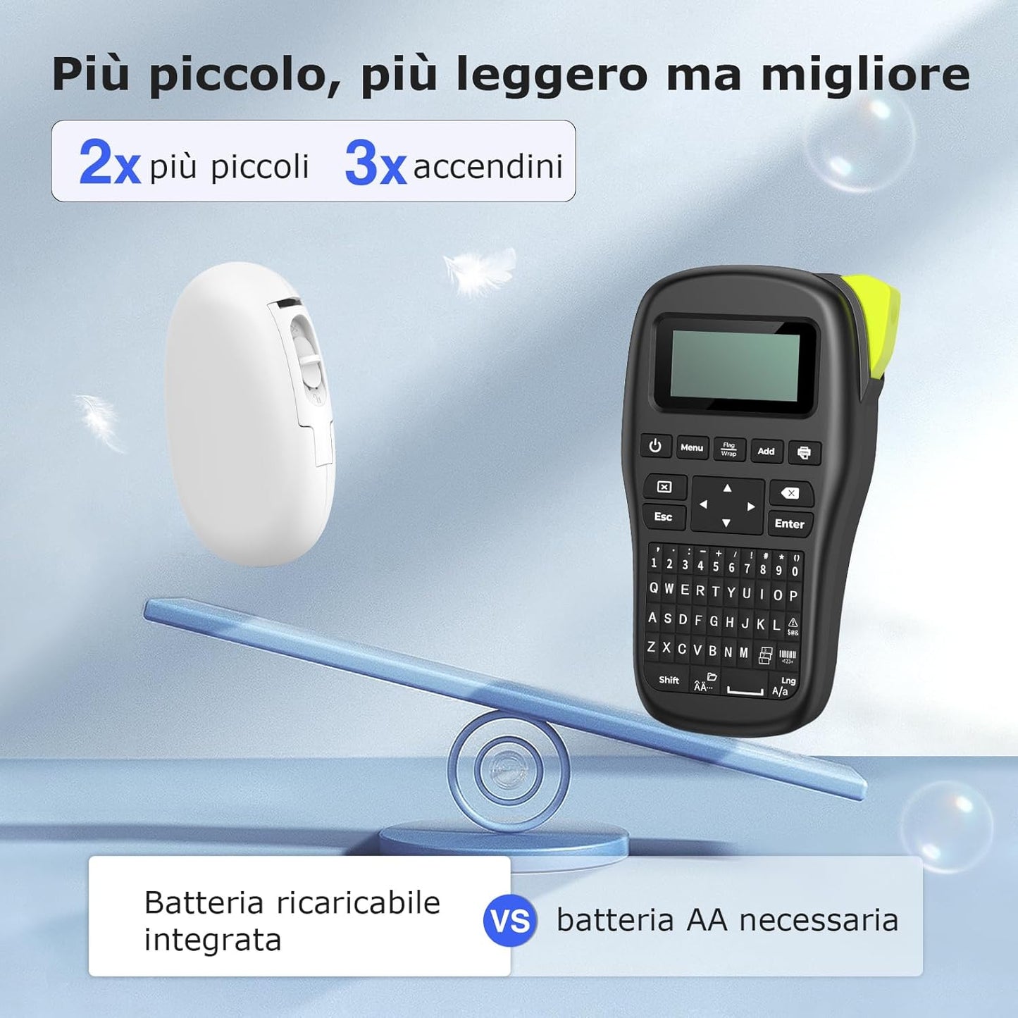 SUPVAN Stampante di Etichette - E10 Bluetooth Portatile Etichettatrice per iOS & Android, Etichettatrice Etichette Adesive con 1 Rotolo di Etichette, Bianco