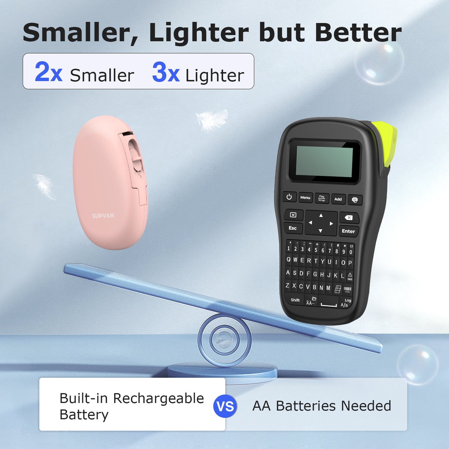 SUPVAN E10 Bluetooth Label Maker Machine with Tape, Continuous Waterproof Label, Versatile App with 35 Fonts and 1k+ Icons, Inkless Labeler for Home, Kitchen, School, Office Organization, Pink