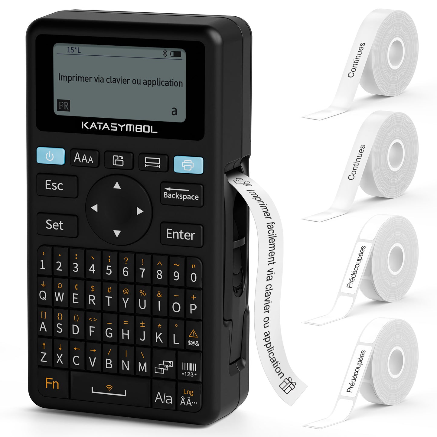 SUPVAN E11 Étiqueteuse Bluetooth Rechargeable Portable, inclut 4 Rouleaux d'Étiquettes Autocollantes Durables, Compatible Clavier et Appli, Bon Rapport Qualité-Prix, pour Maison, Bureau, École