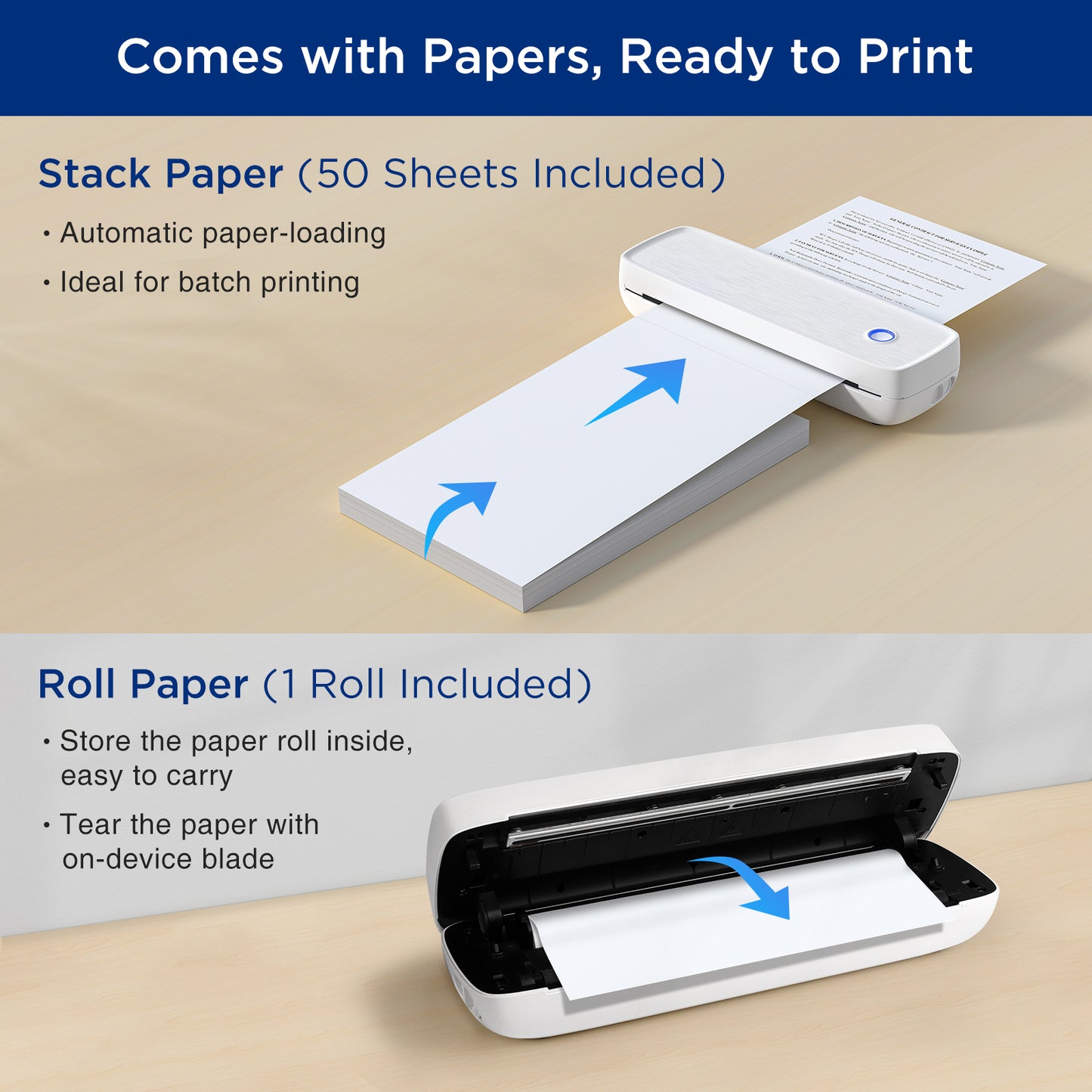 SUPVAN T200M Portable Printer Wireless for Travel, Bluetooth Inkless Printer with 300 DPI, Prints 400 Pages per Charge, Supports 8.5" X 11" US Letter, Compatible with iPhone, Android & Laptop