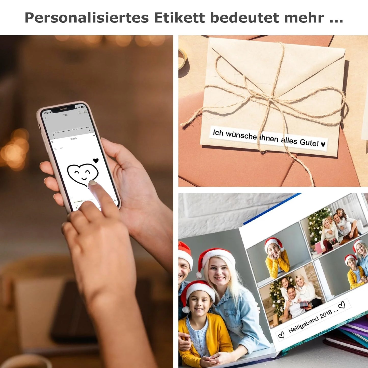 SUPVAN Beschriftungsgerät Selbstklebend, Tragbarer Mini Labeldrucker Etikettiergerät Selbstklebend mit 3 Etikettenrolle, Kompatibel mit iOS und Android, Beschriftungsgerät Für Zuhause Büro