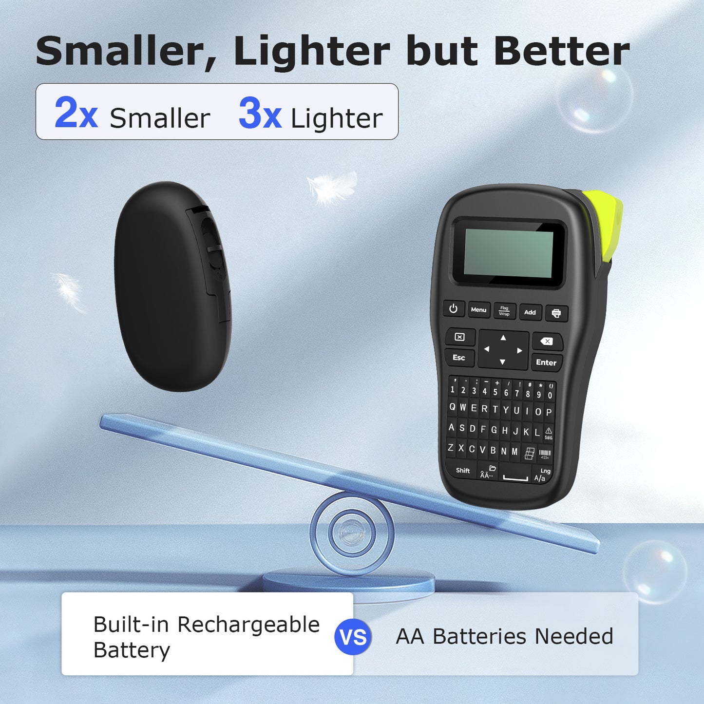 SUPVAN E10 Bluetooth Label Maker Machine with Tape, Black | Fits Continuous & Die-Cut Waterproof Label, Easy App Editing, Rechargeable, Inkless, for School, Home, Kitchen, Office