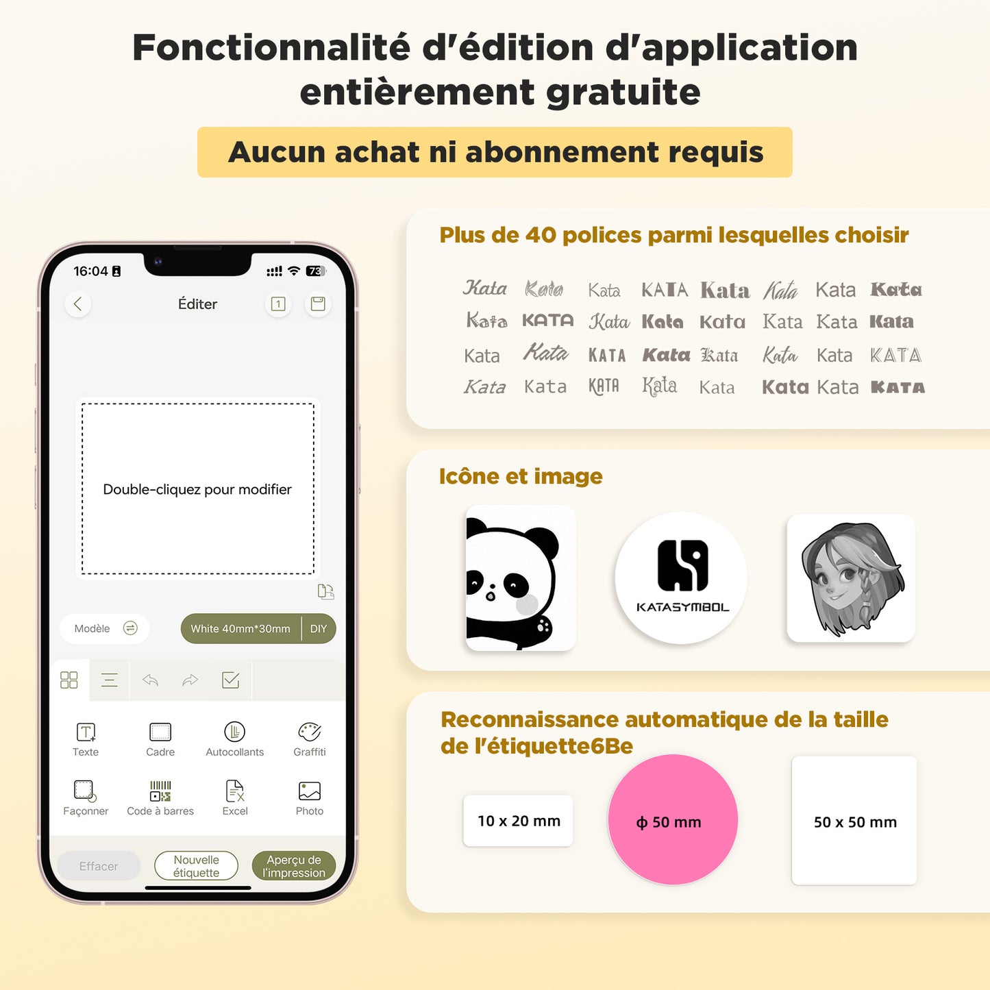 SUPVAN T50M Pro Étiqueteuse Bluetooth avec 4 Rouleaux d'étiquettes Blanches, Pack économique, Reconnaissance Automatique du Format, idéale pour commerces, Bureaux, écoles et la Maison