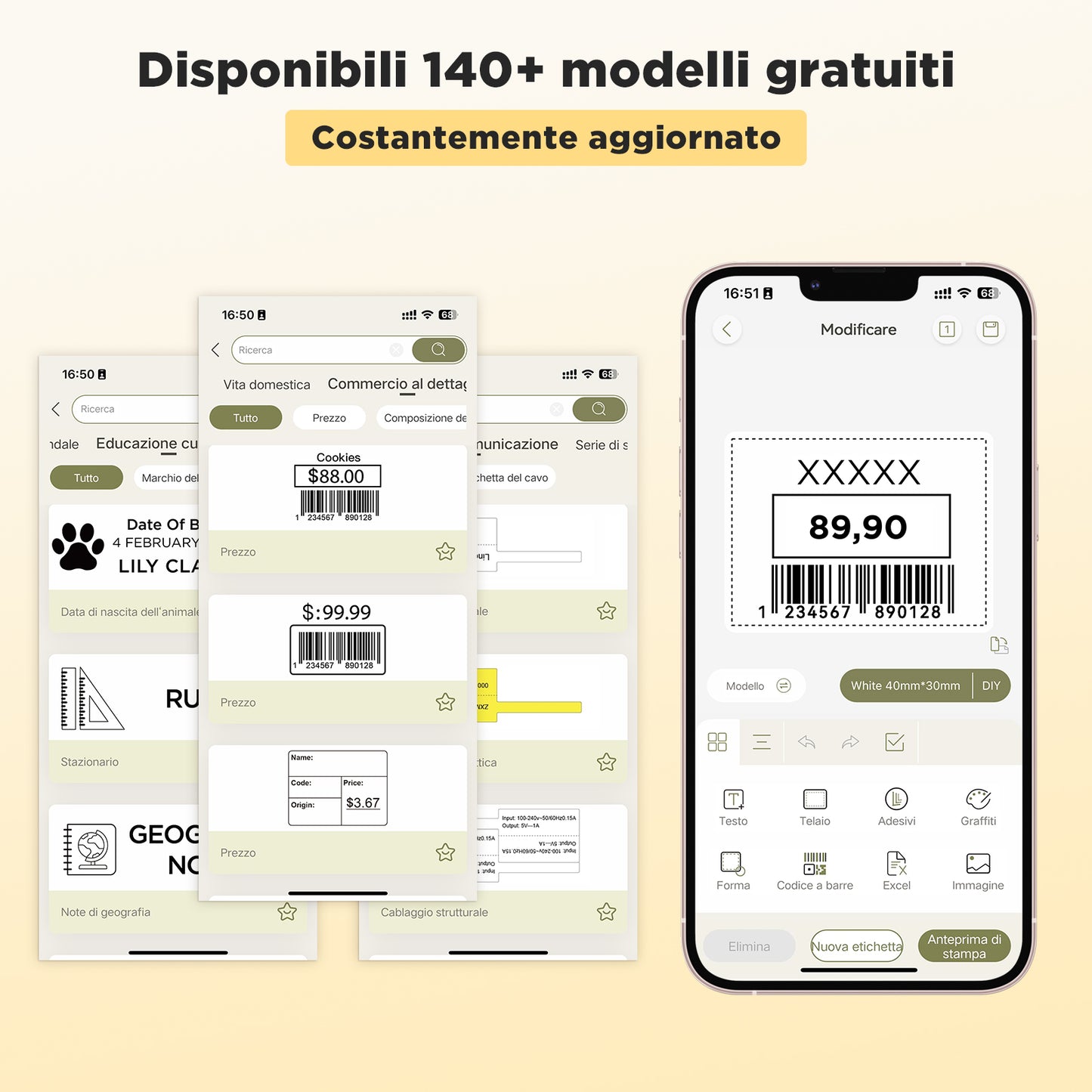 SUPVAN T50M Pro Stampante per Etichette con 4 Rotoli, Stampante Termica per Etichette Autoadesive, Smart App con oltre 40 Caratteri, oltre 150 Modelli e oltre 700 Icone, per Casa, Ufficio e Azienda