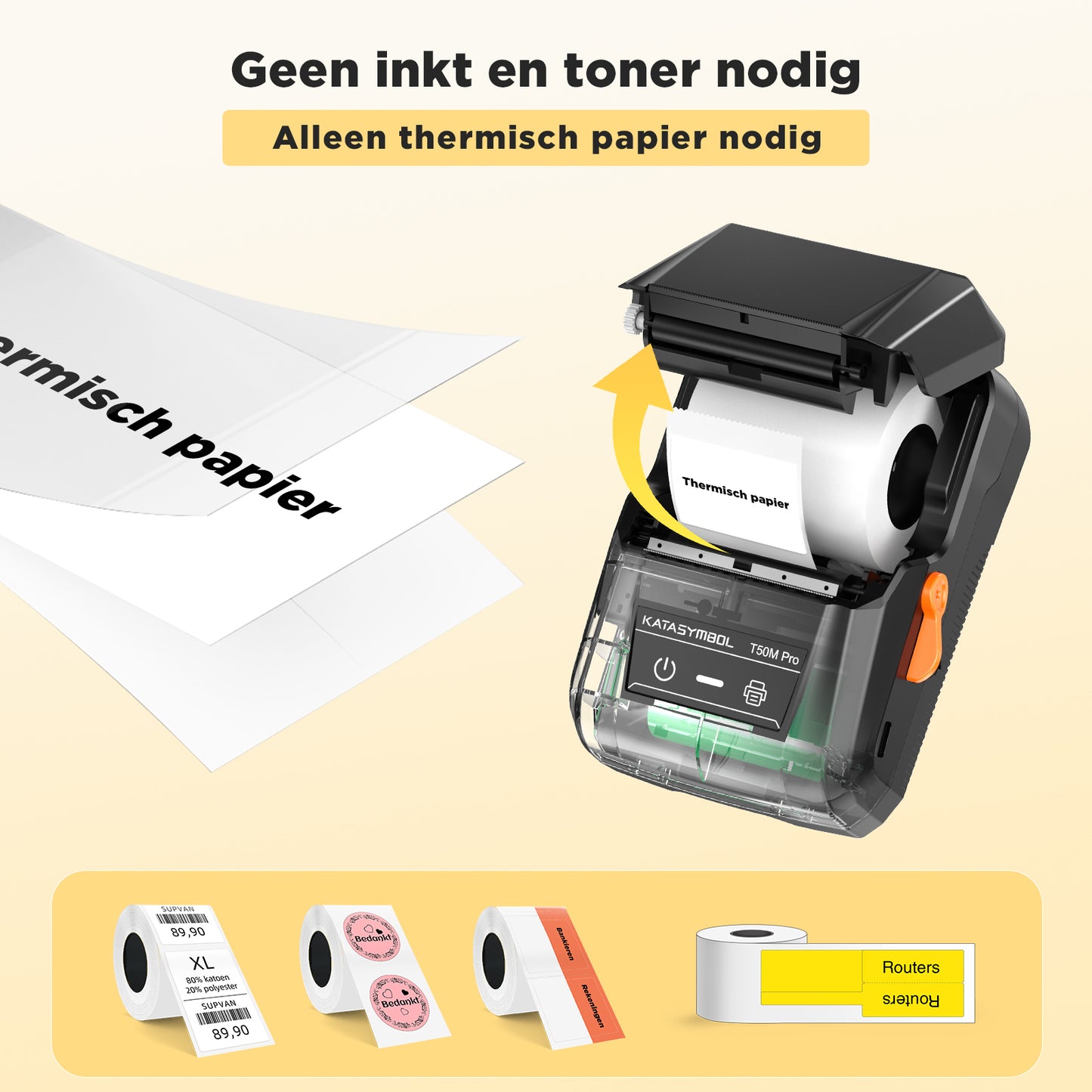 SUPVAN T50M Pro Label Printer Bluetooth and 3 Roll Waterproof Labels Stickers - Versatile App with 40+ Fonts and 700+ Icons - Thermal Label Maker Machine for Home, Kitchen, School