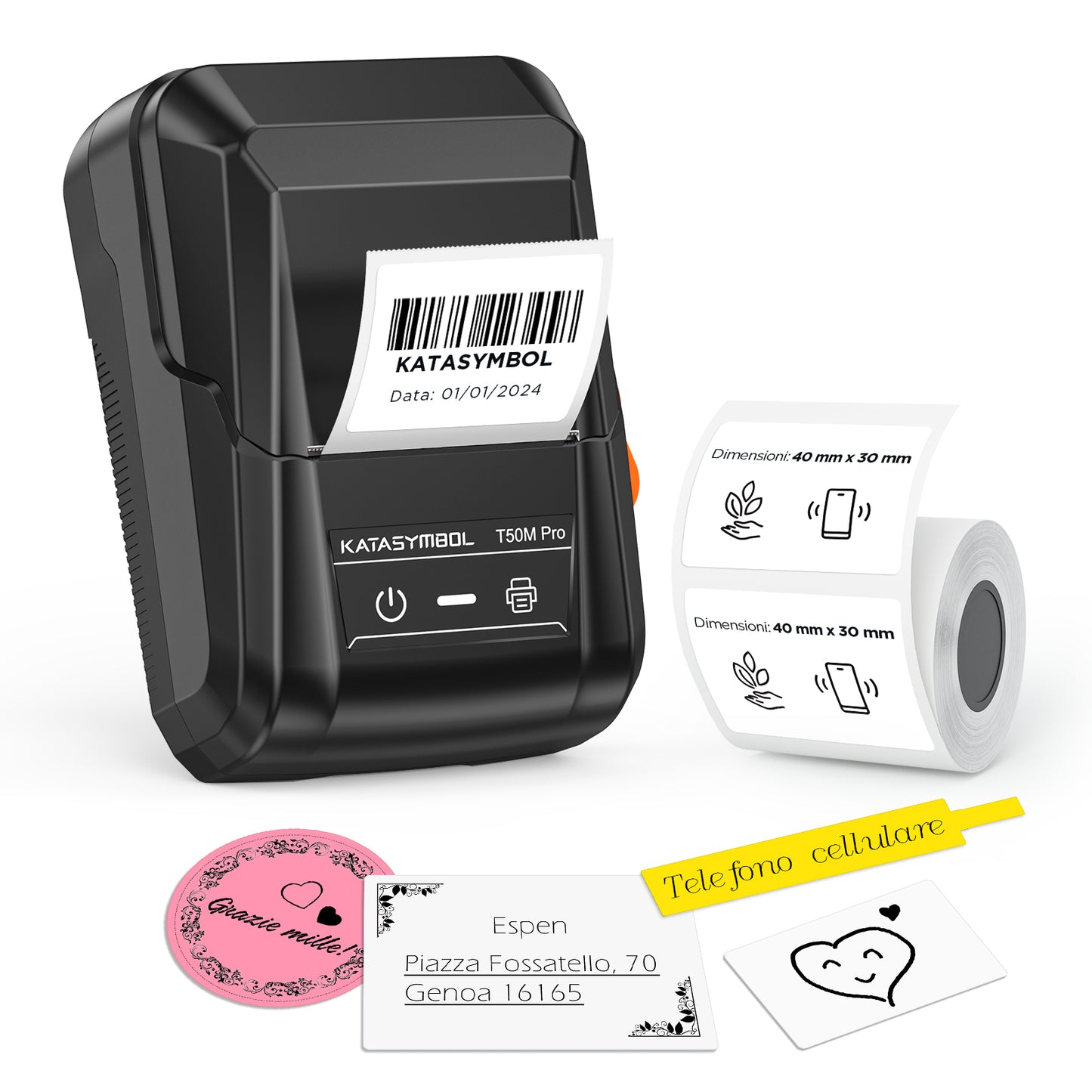 SUPVAN T50M Pro Etichettatrice Bluetooth con Nastro, App Versatile con 30 Caratteri e Oltre 700 icone, Senza, Inchiostro per Organizzare Casa, Cucina, Scuola e Ufficio.
