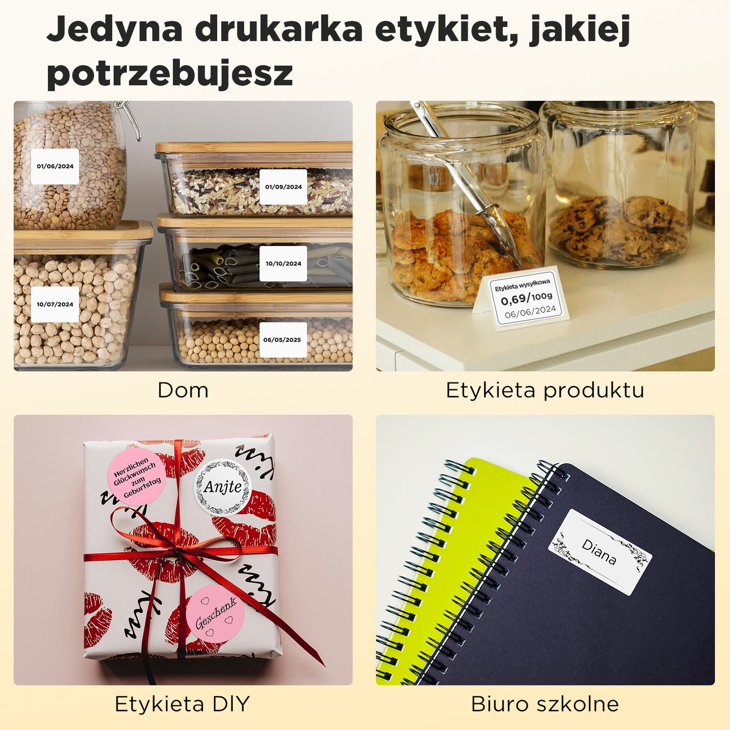 SUPVAN T50M Pro drukarka etykiet, samoprzylepna drukarka etykiet z 1 rolką wodoodpornych etykiet, termiczna drukarka etykiet samoprzylepnych, inteligentna aplikacja 34+ czcionki 450+ ikony