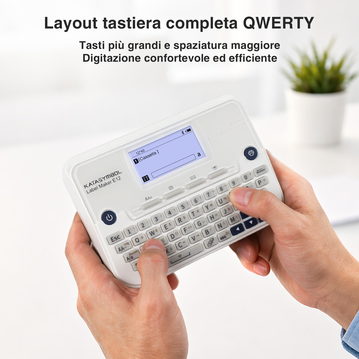 SUPVAN E12 Etichettatrice Tastiera e Bluetooth con Nastro, Bianco
