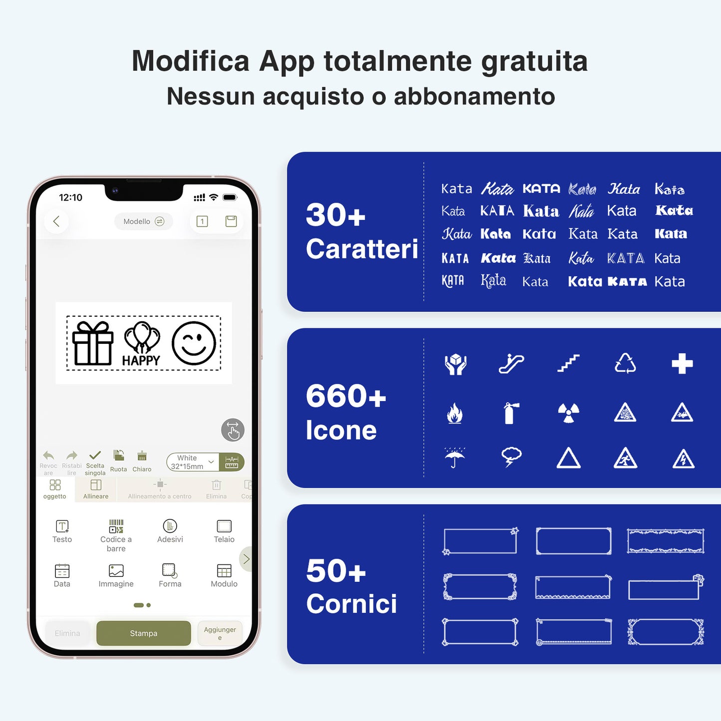 SUPVAN E12 Etichettatrice Tastiera e Bluetooth con Nastro, Bianco
