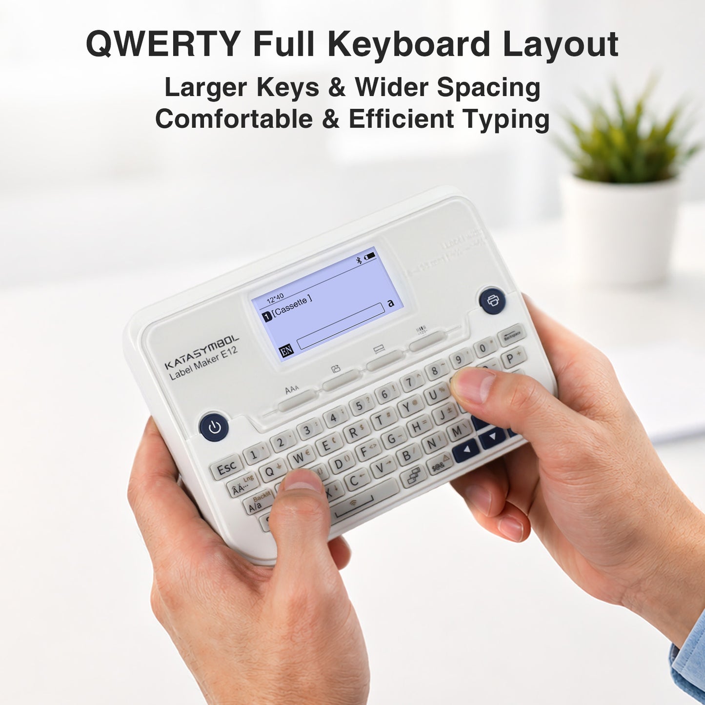 SUPVAN E12 Keyboard & Bluetooth Label Maker with 4 Tapes & Case, White