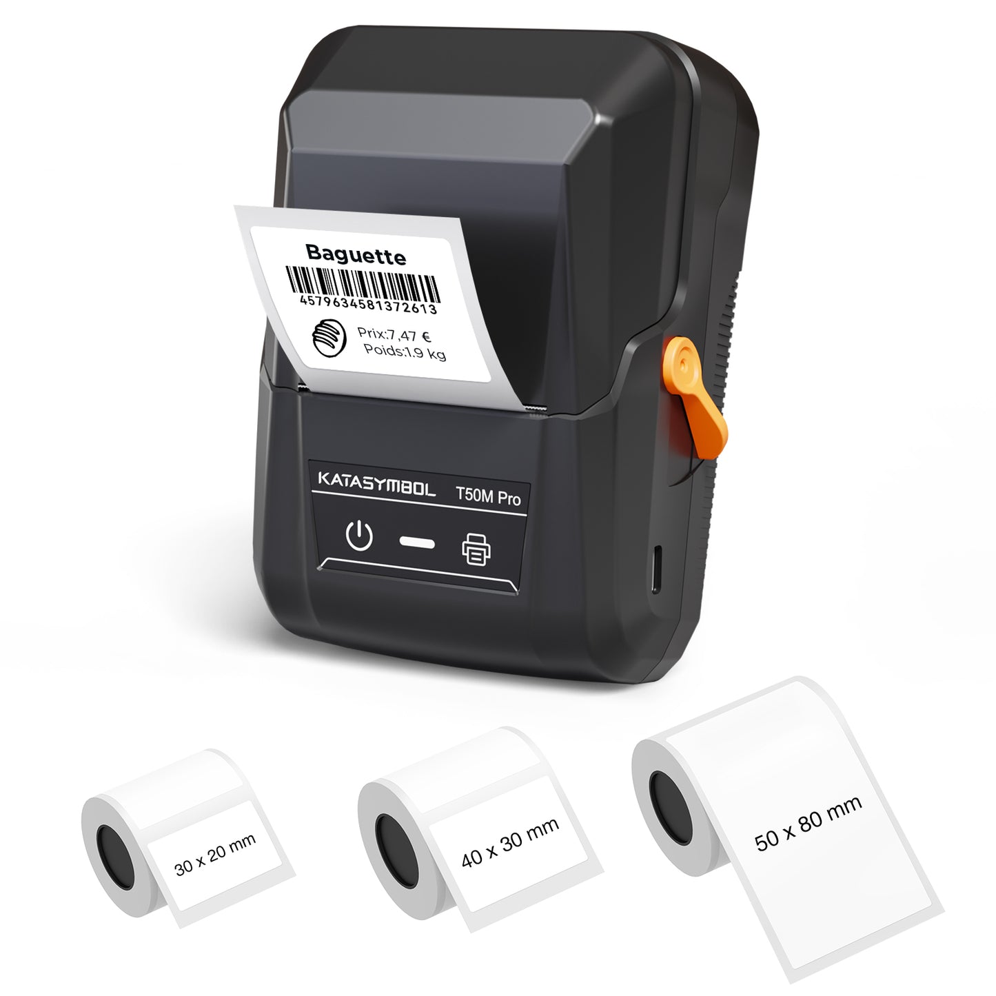 SUPVAN T50M Pro Étiqueteuse Bluetooth avec 3 Rouleaux d'étiquettes – Value Pack, Logiciel avec 30 Polices, 50+ Cadres et 700+ Symboles