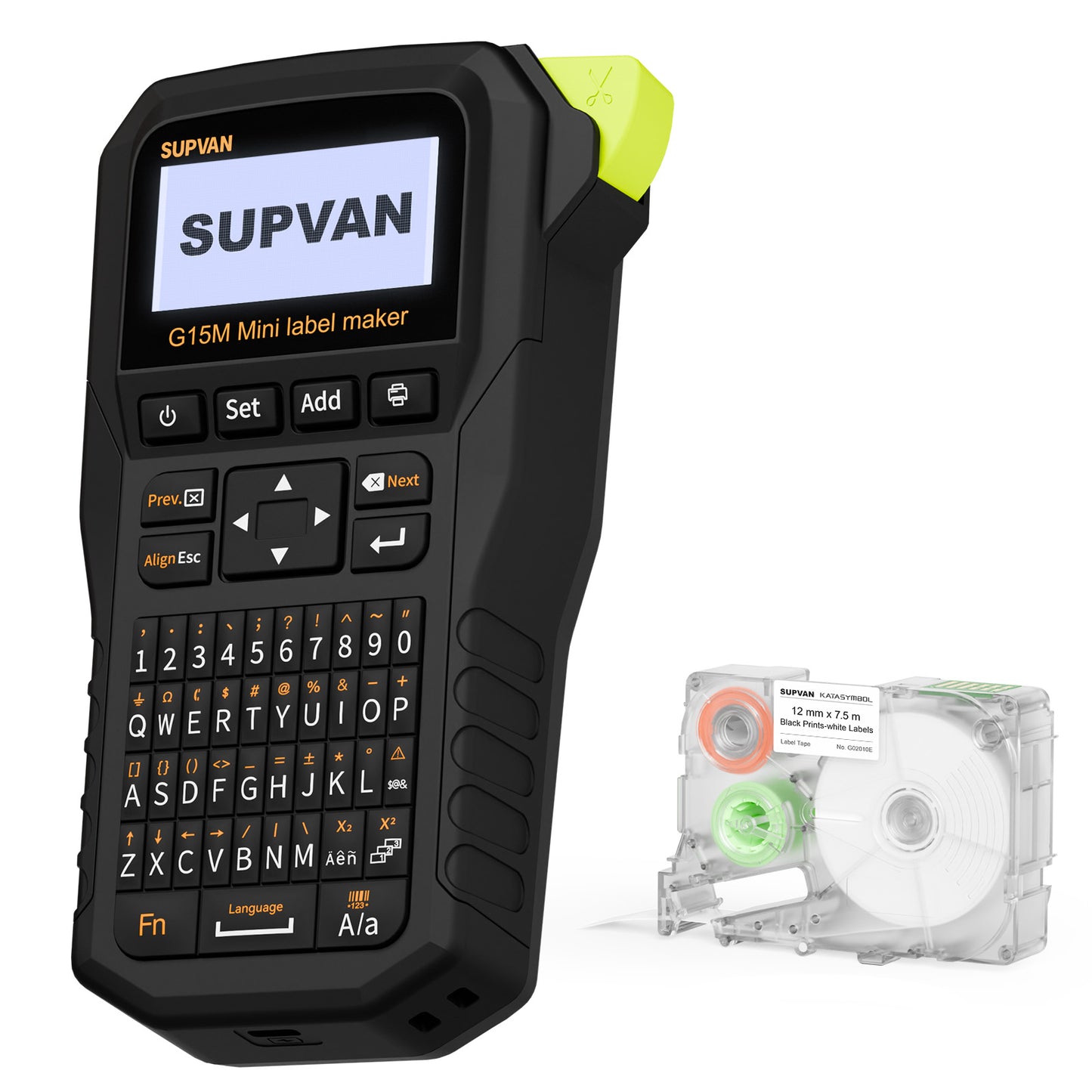 SUPVAN G15M Mini Étiqueteuse Industrielle Portable Rechargeable, inclut Étiquettes Autocollantes Blanches, Résistante aux UV, pour l'extérieur, l'industrie, l'électricien et l'usine