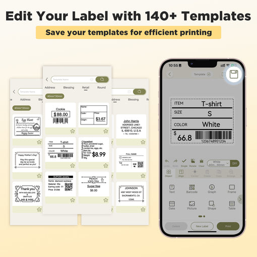 SUPVAN T50M Pro Bluetooth Label Maker Machine with Tape, Wide Waterproof Label, Versatile App with 30 Fonts and 660+ Icons, Inkless Labeler for Home, Kitchen, School, Office Organization