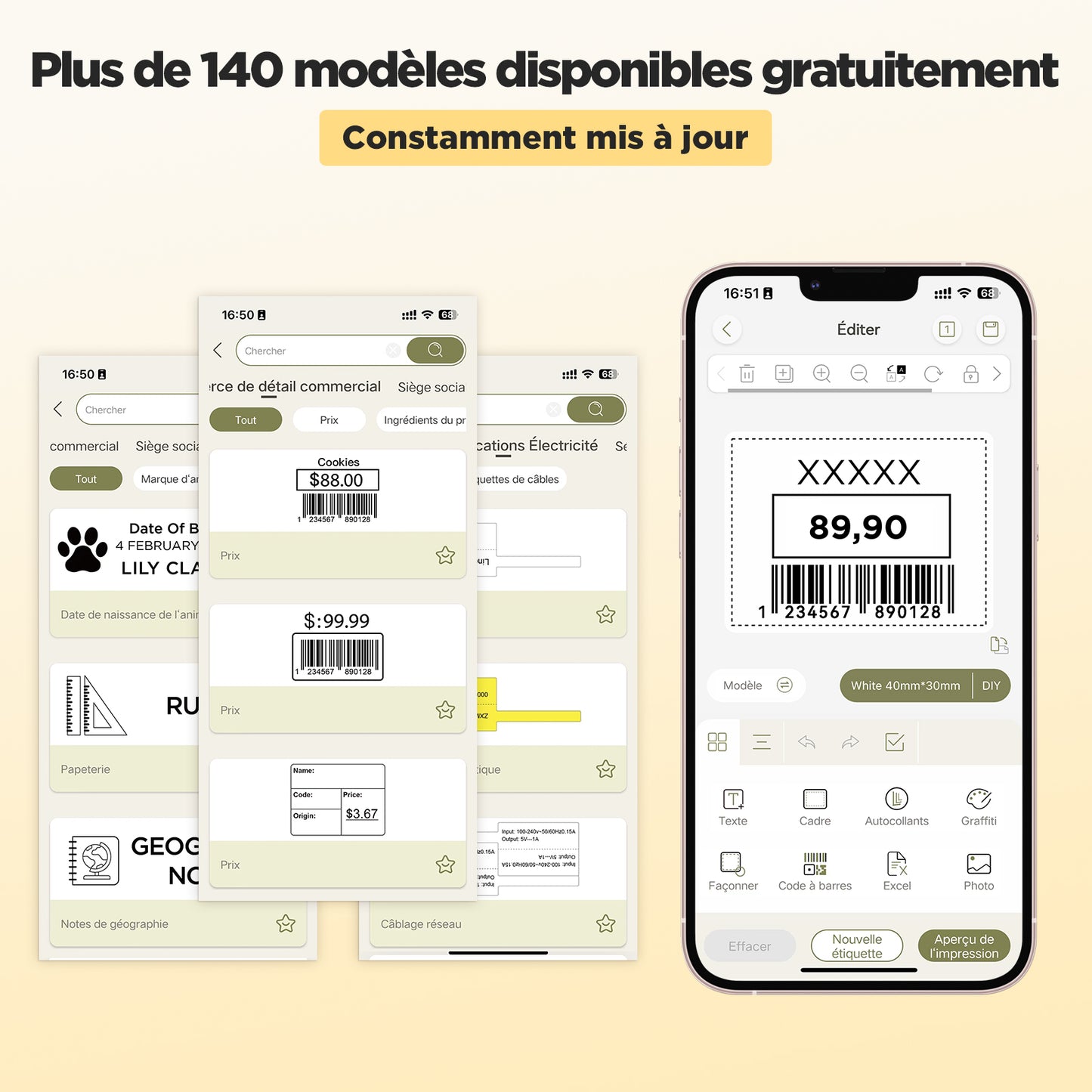 SUPVAN T50M Pro Étiqueteuse Bluetooth avec 3 Rouleaux d'étiquettes – Value Pack, Logiciel avec 30 Polices, 50+ Cadres et 700+ Symboles