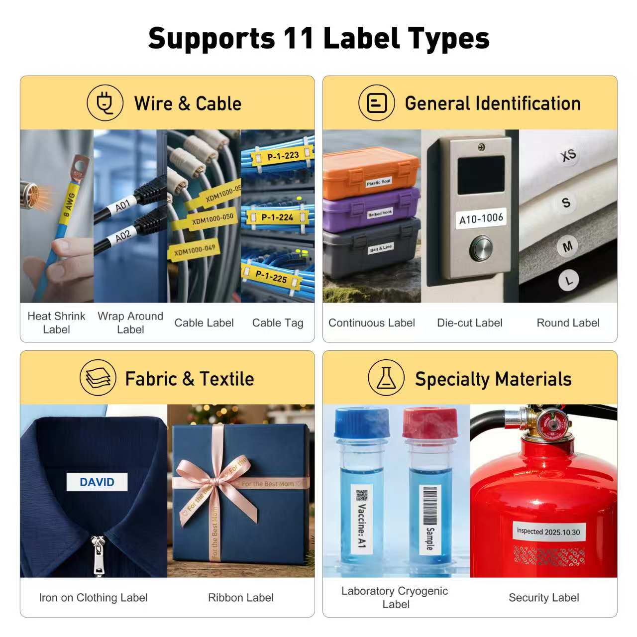 SUPVAN G15M Keyboard & Bluetooth Label Maker Machine with Tape | Heat Shrink & Multi-Labels, Rechargeable, Minimal Margin, 3 Cable Keys, LCD Backlit,Thermal Transfer, Industrial & Office ID