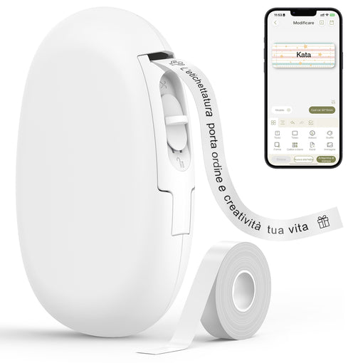 SUPVAN E10 Mini Etichettatrice Bluetooth, Etichette Adesive Impermeabili, App con 40+ Caratteri e 600+ Icone, Stampante Etichette Adesive per Casa, Cucina, Scuola, Ufficio, Bianco