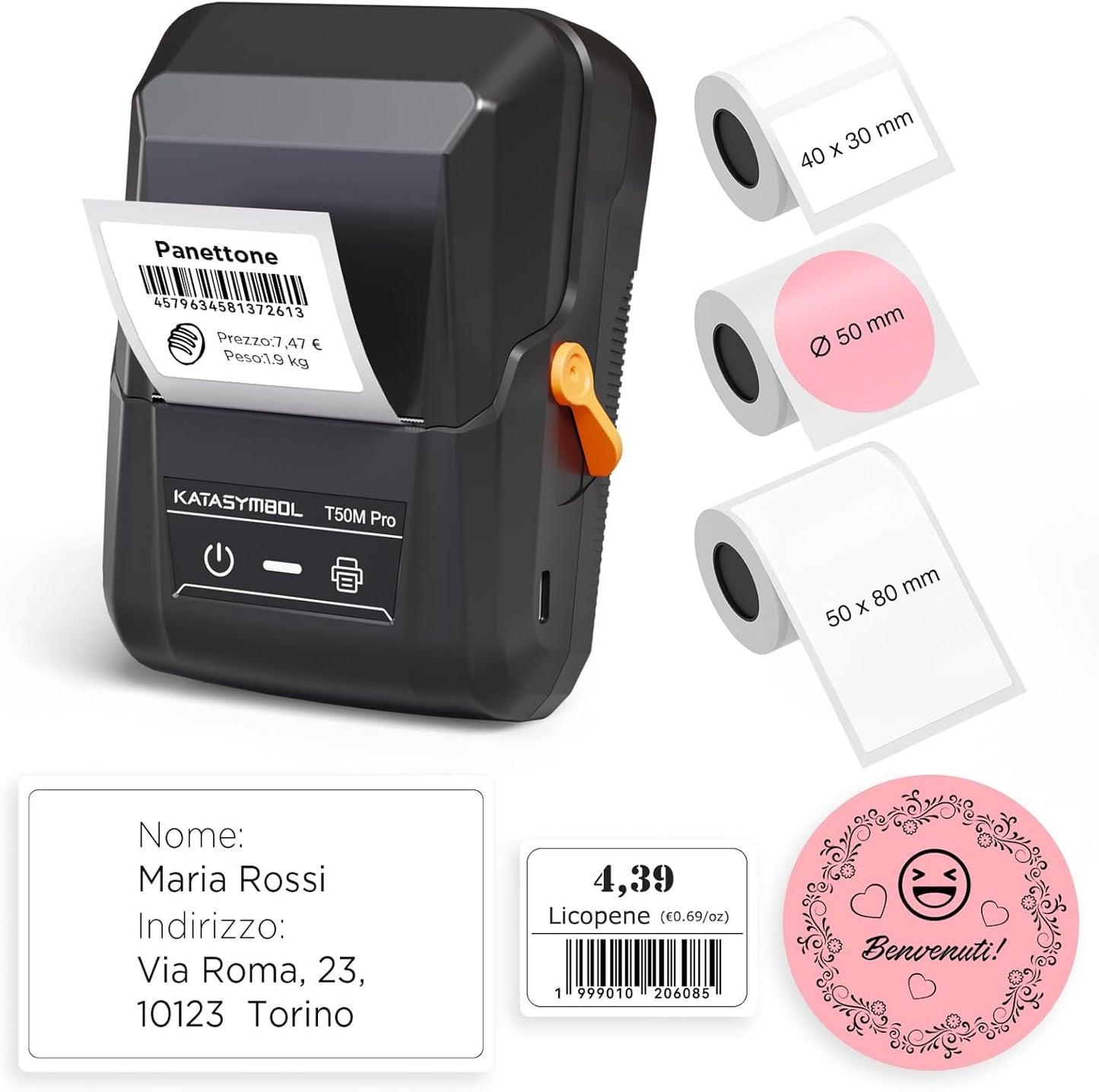 SUPVAN T50M Pro Etichettatrice Bluetooth con 3 Nastro, App Versatile con 30 Caratteri e Oltre 700 icone, Senza, Inchiostro per Organizzare Casa, Cucina, Scuola e Ufficio.
