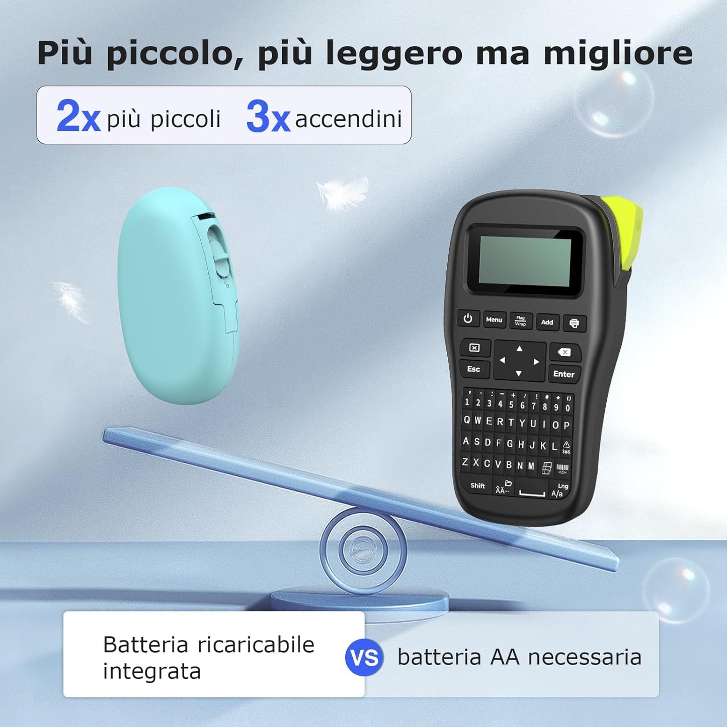SUPVAN Stampante di Etichette - E10 Bluetooth Portatile Etichettatrice per iOS & Android, Etichettatrice Etichette Adesive con 1 Rotolo di Etichette, Cyan