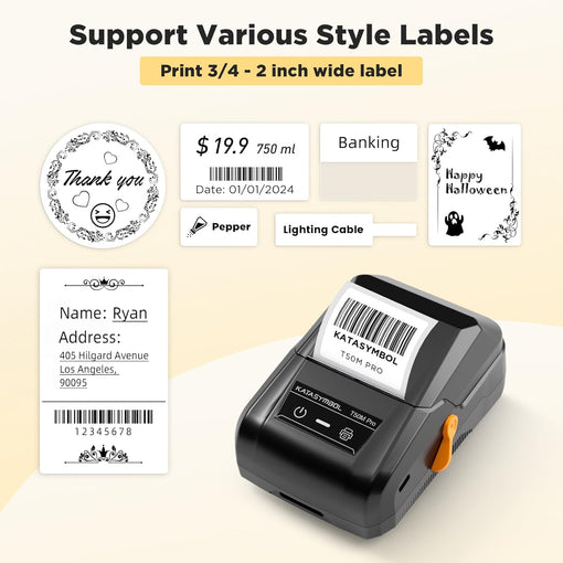 SUPVAN T50M Pro Bluetooth Label Maker Machine with Tape, Wide Waterproof Label, Versatile App with 30 Fonts and 660+ Icons, Inkless Labeler for Home, Kitchen, School, Office Organization