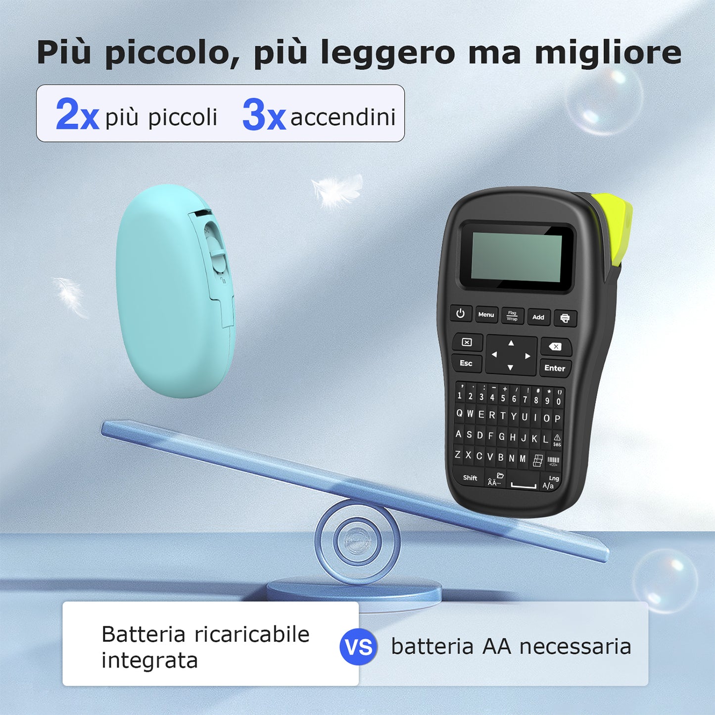 SUPVAN E10 Mini Etichettatrice Bluetooth, Etichette Adesive Impermeabili, App con 40+ Caratteri e 600+ Icone, Stampante Etichette Adesive per Casa, Cucina, Scuola, Ufficio, Verde Acqua