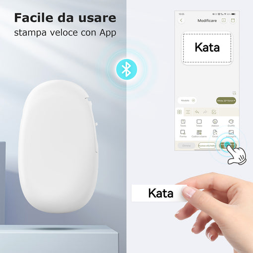 SUPVAN E10 Mini Etichettatrice Bluetooth, Etichette Adesive Impermeabili, App con 40+ Caratteri e 600+ Icone, Stampante Etichette Adesive per Casa, Cucina, Scuola, Ufficio, Bianco