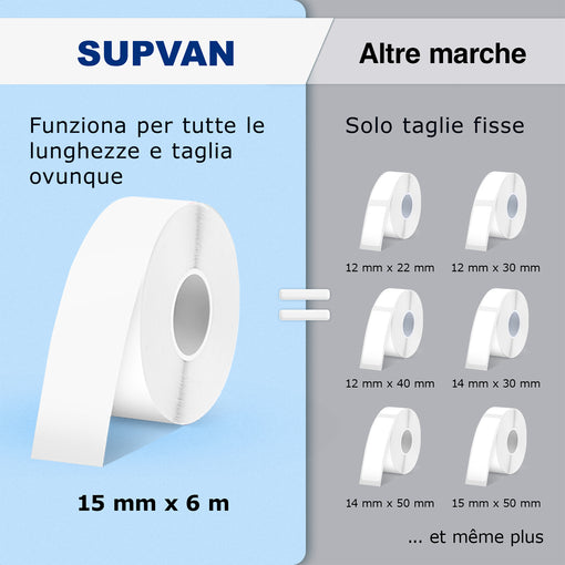 SUPVAN E10 Mini Etichettatrice Bluetooth con 3 Nastri, Etichette Adesive Impermeabili, App con 40+ Caratteri e 600+ Icone, Stampante Etichette Adesive per Casa, Cucina, Scuola, Ufficio, Nero
