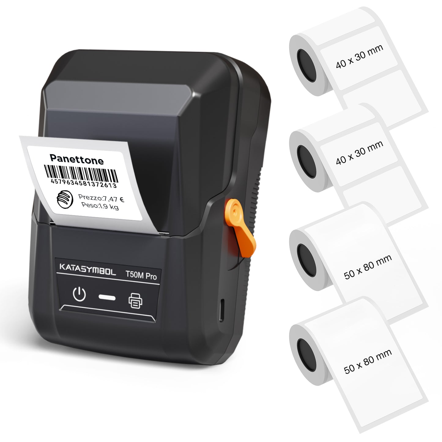SUPVAN T50M Pro Stampante per Etichette con 4 Rotoli, Stampante Termica per Etichette Autoadesive, Smart App con oltre 40 Caratteri, oltre 150 Modelli e oltre 700 Icone, per Casa, Ufficio e Azienda