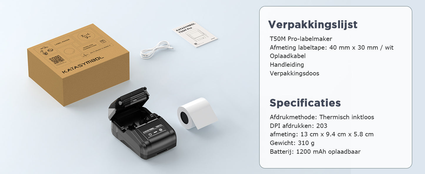 SUPVAN T50M Pro Label Printer Bluetooth and 3 Roll Waterproof Labels Stickers - Versatile App with 40+ Fonts and 700+ Icons - Thermal Label Maker Machine for Home, Kitchen, School