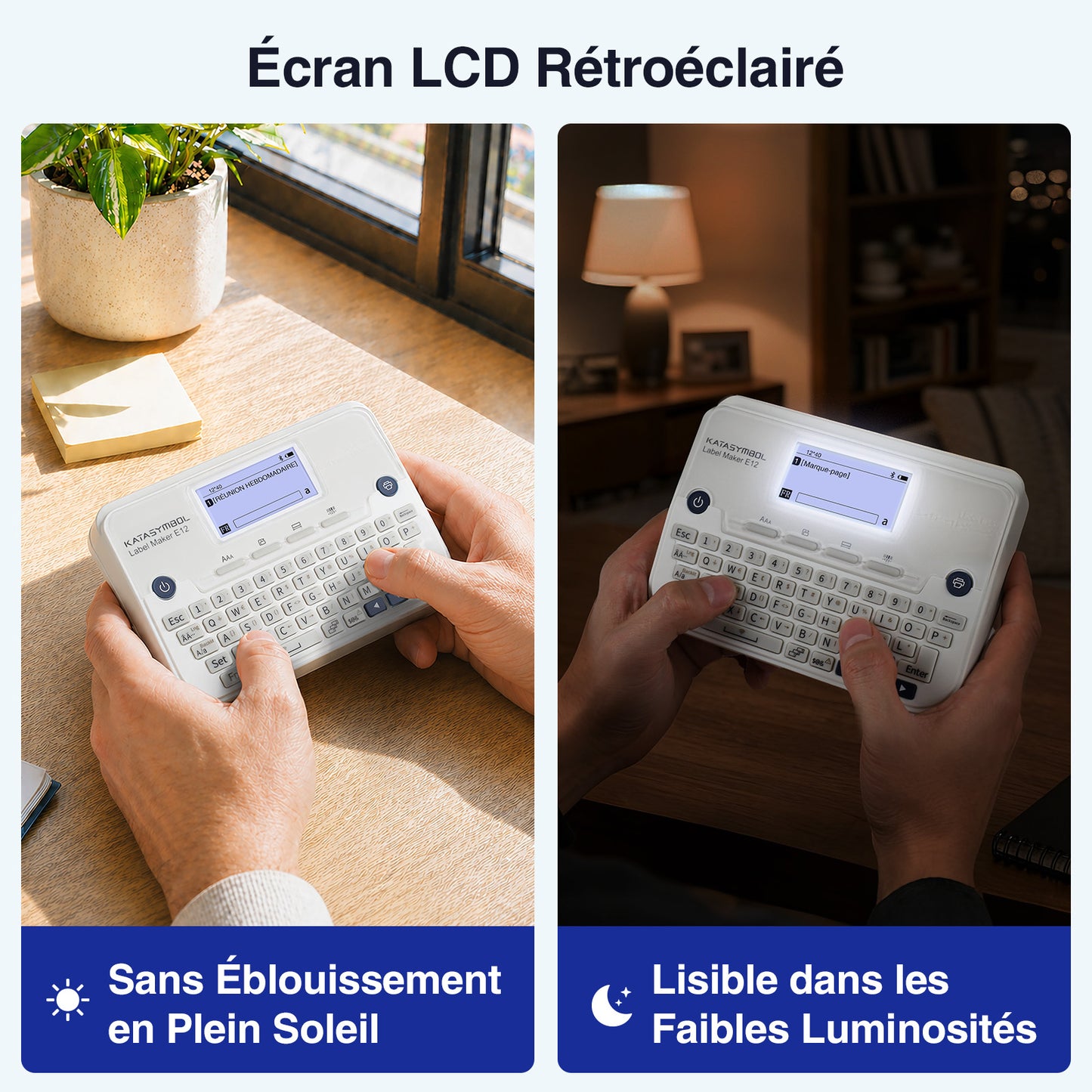 SUPVAN E12 Etiqueteuse,avec Clavier QWERTY, Écran Graphique Rétroéclairé, inclut 4 Rouleaux d'Étiquettes Étanches Autocollantes, pour la Maison, Le Bureau et l'école, Blanc
