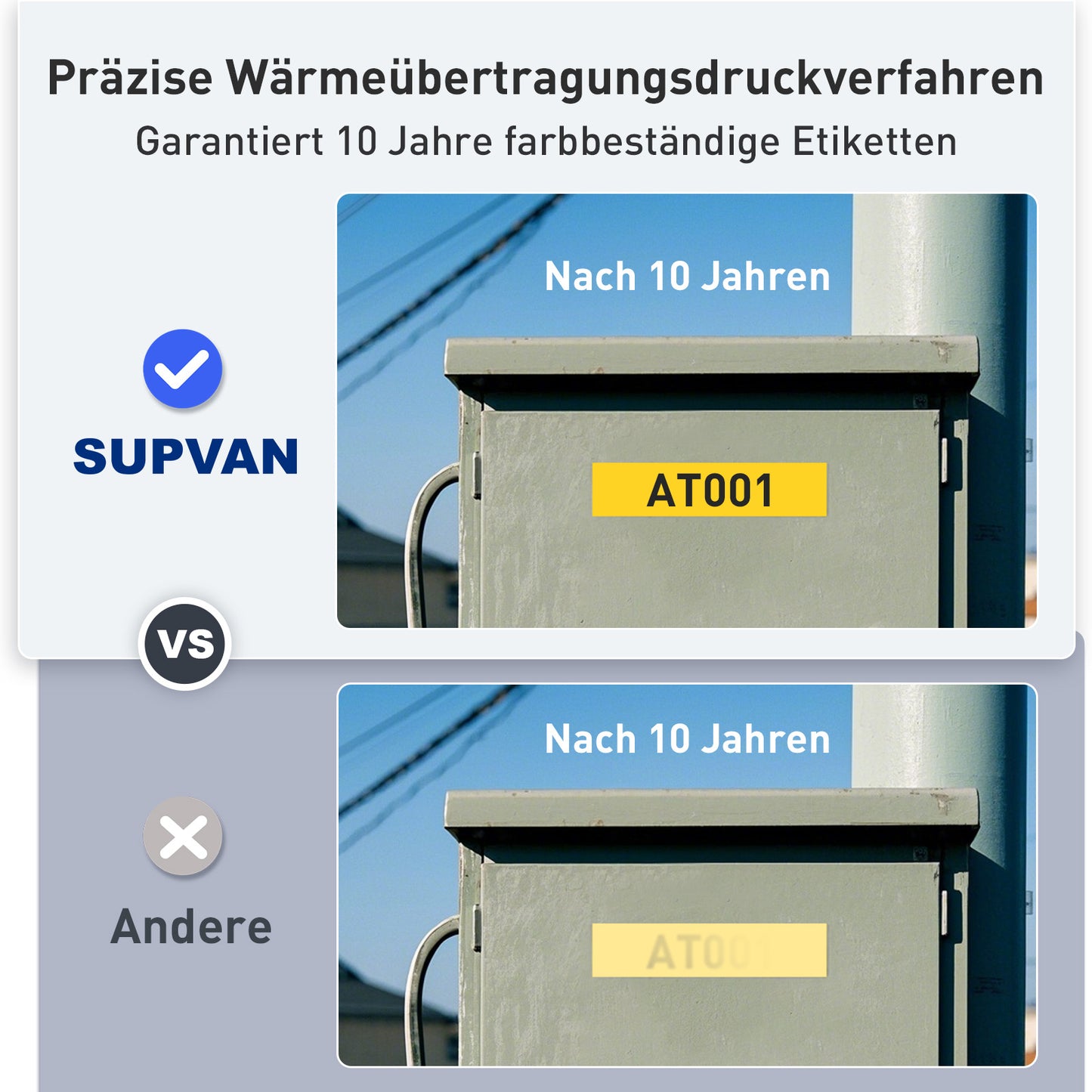 SUPVAN G15M Mini wiederaufladbarer Thermotransfer Etikettendrucker mit 1 Etiketten, Mindest 5 mm Randabstand, für Schrumpfschlauch & Kabel, perfekt für Außenbereich