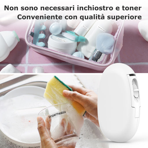 SUPVAN E10 Mini Etichettatrice Bluetooth, Etichette Adesive Impermeabili, App con 40+ Caratteri e 600+ Icone, Stampante Etichette Adesive per Casa, Cucina, Scuola, Ufficio, Bianco