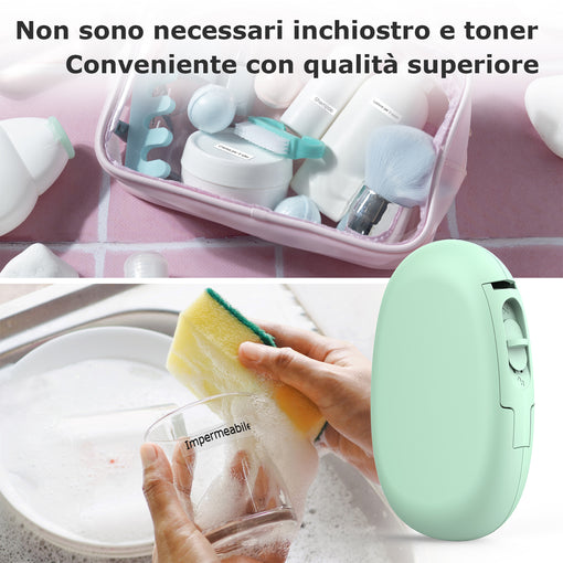 SUPVAN E10 Mini Etichettatrice Bluetooth, Etichette Adesive Impermeabili, App con 40+ Caratteri e 600+ Icone, Stampante Etichette Adesive per Casa, Cucina, Scuola, Ufficio, Verde