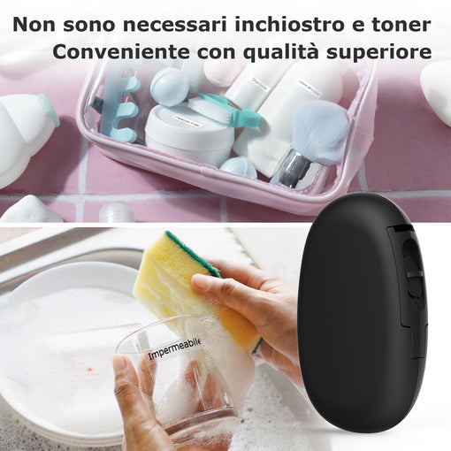 SUPVAN E10 Mini Etichettatrice Bluetooth, Etichette Adesive Impermeabili, App con 40+ Caratteri e 600+ Icone, Stampante Etichette Adesive per Casa, Cucina, Scuola, Ufficio, Nero