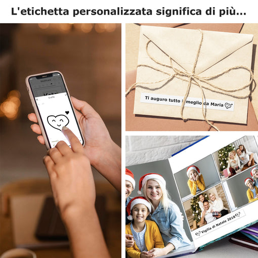 SUPVAN E10 Mini Etichettatrice Bluetooth con 3 Nastri, Etichette Adesive Impermeabili, App con 40+ Caratteri e 600+ Icone, Stampante Etichette Adesive per Casa, Cucina, Scuola, Ufficio, Nero