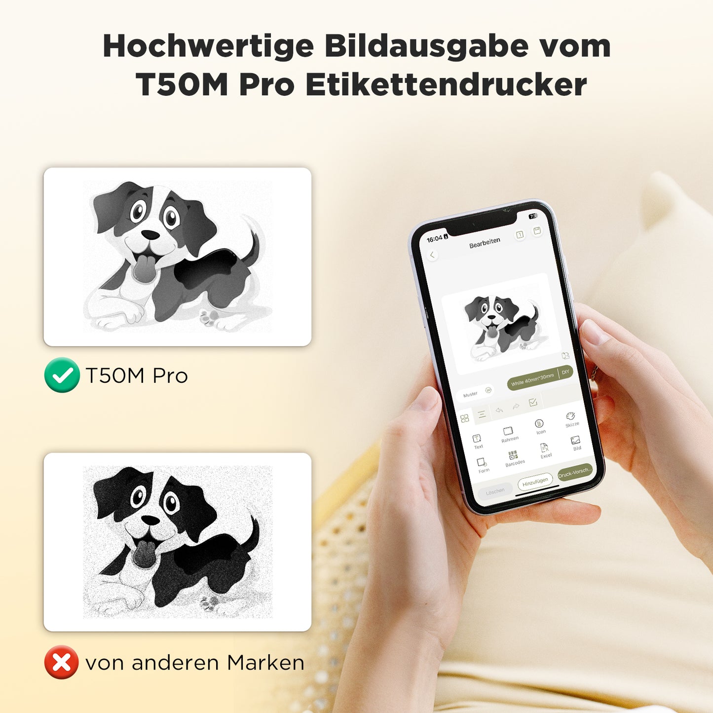 SUPVAN T50M Pro Bluetooth Etikettendrucker mit 3 Etiketten, Breite wasserfeste Etiketten, Vielseitige App mit 30 Schriftarten und über 700 Icons, Etikettiergerät für Einzelhandel, Büro, Organisation
