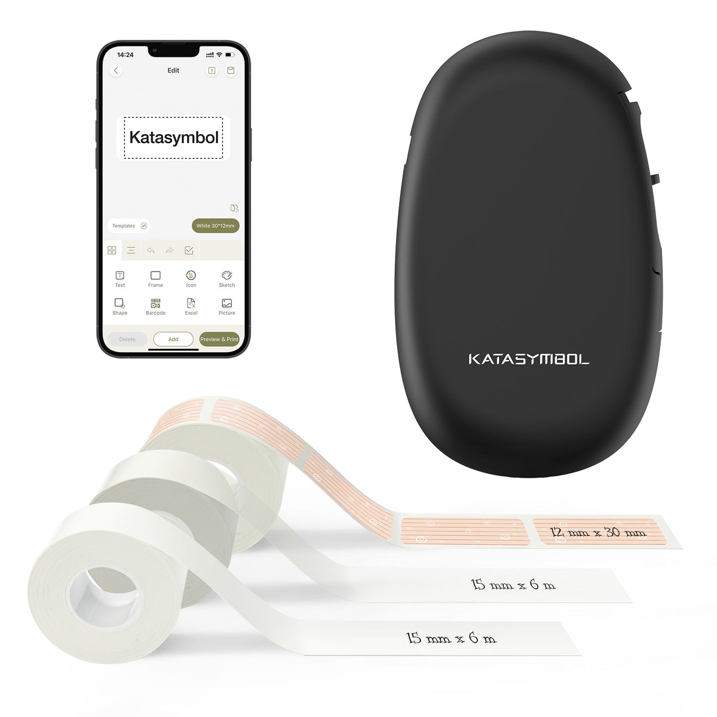SUPVAN Drukarka Etykiet Bluetooth E10, Samoprzylepna Drukarka Etykiet, Drukarka Termiczna kompatybilna z systemem iOS Android, do domu, biura i małych firm, Czarny