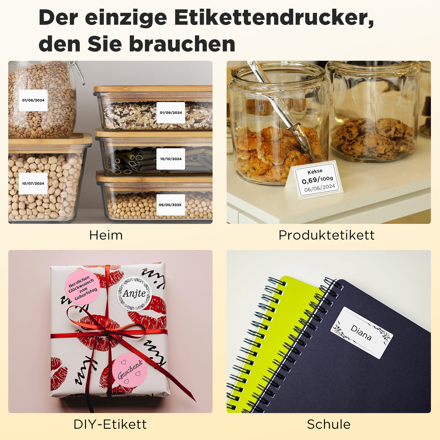 SUPVAN T50M Pro Bluetooth Etikettendrucker mit Etiketten, Breite wasserfeste Etiketten, Vielseitige App mit 30 Schriftarten und über 700 Icons, Etikettiergerät für Einzelhandel, Büro, Organisation