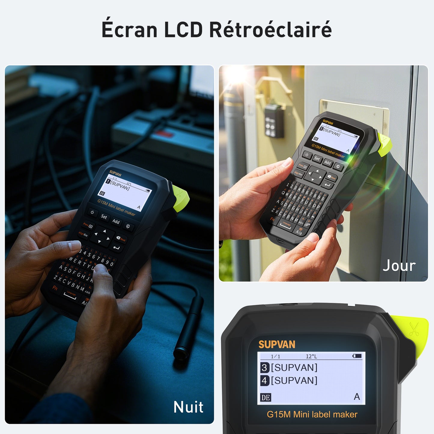 SUPVAN G15M Mini Étiqueteuse Industrielle Portable Rechargeable, inclut Étiquettes Autocollantes Blanches, Résistante aux UV, pour l'extérieur, l'industrie, l'électricien et l'usine