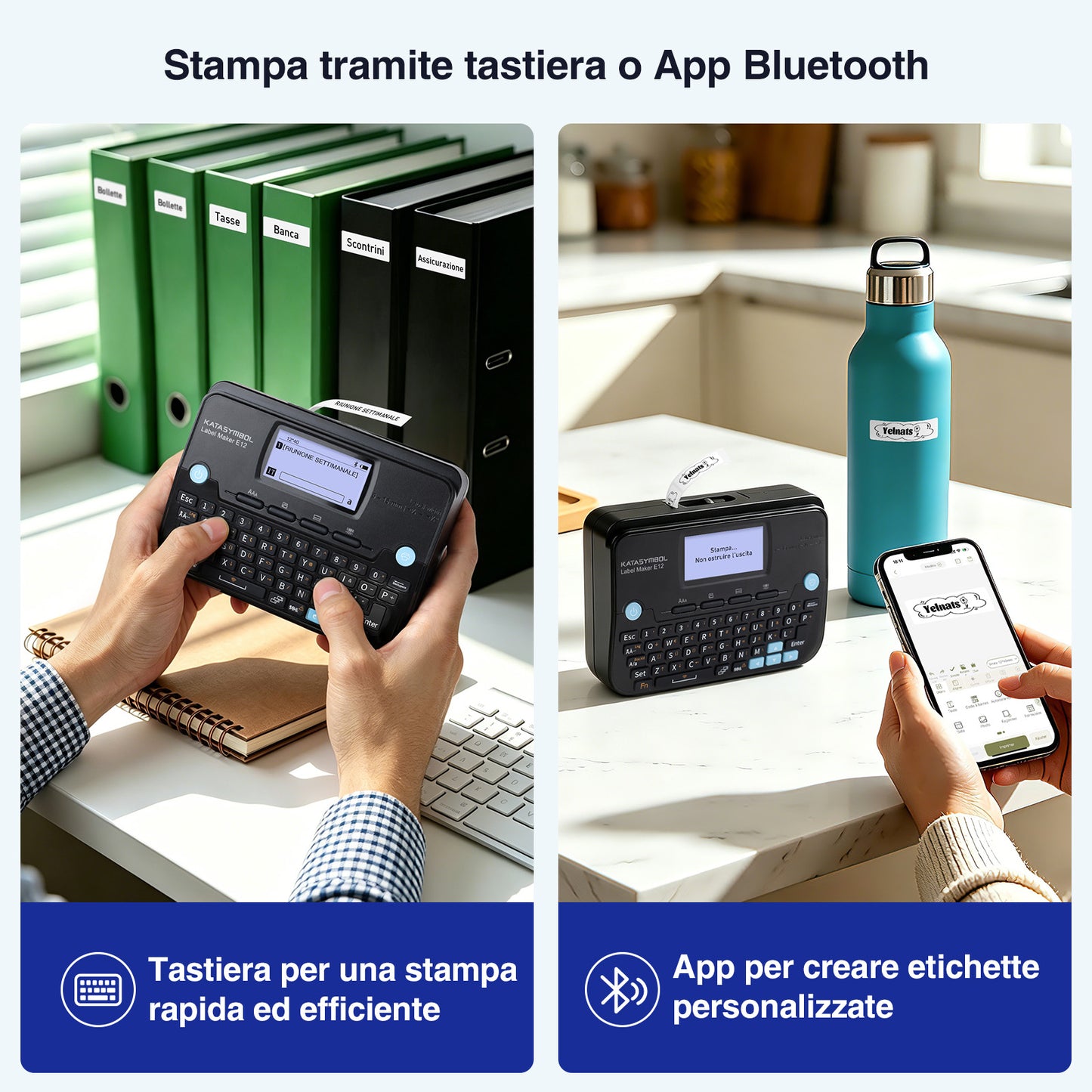 SUPVAN E12 Etichettatrice Tastiera e Bluetooth con 4 Nastri, Nero