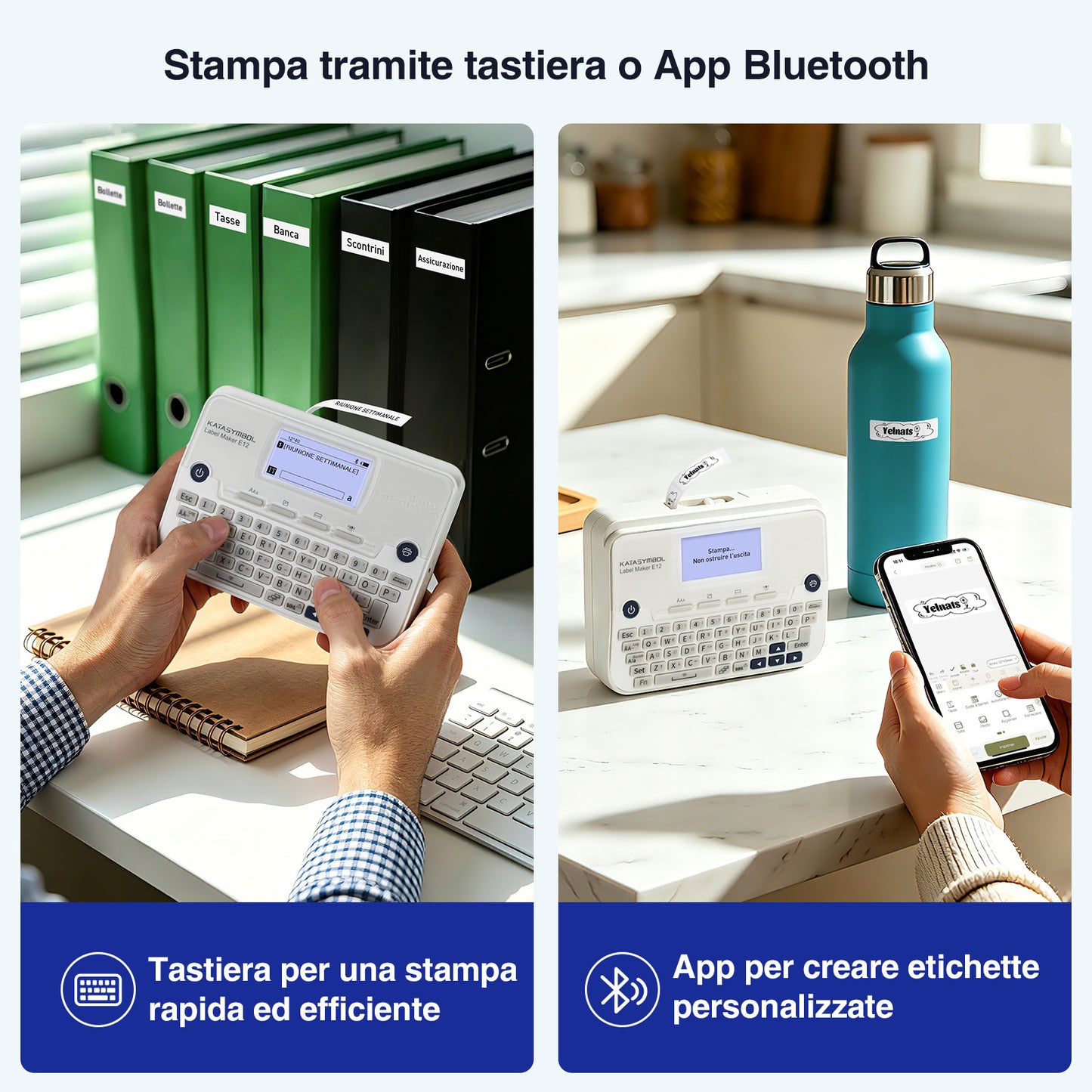 SUPVAN E12 Etichettatrice Tastiera e Bluetooth con Nastro, Bianco