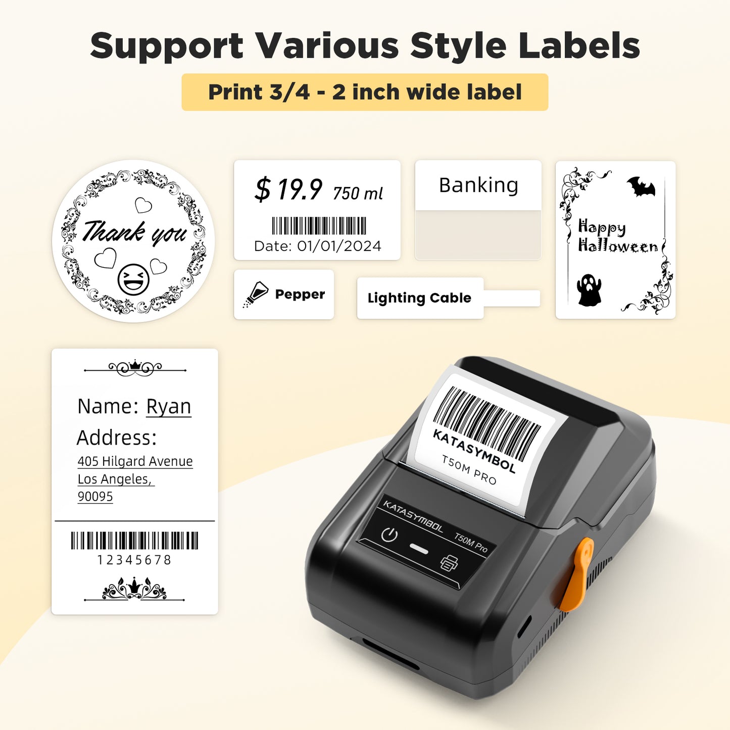 SUPVAN T50M Pro Bluetooth Label Maker Machine with 3 Tapes & Case