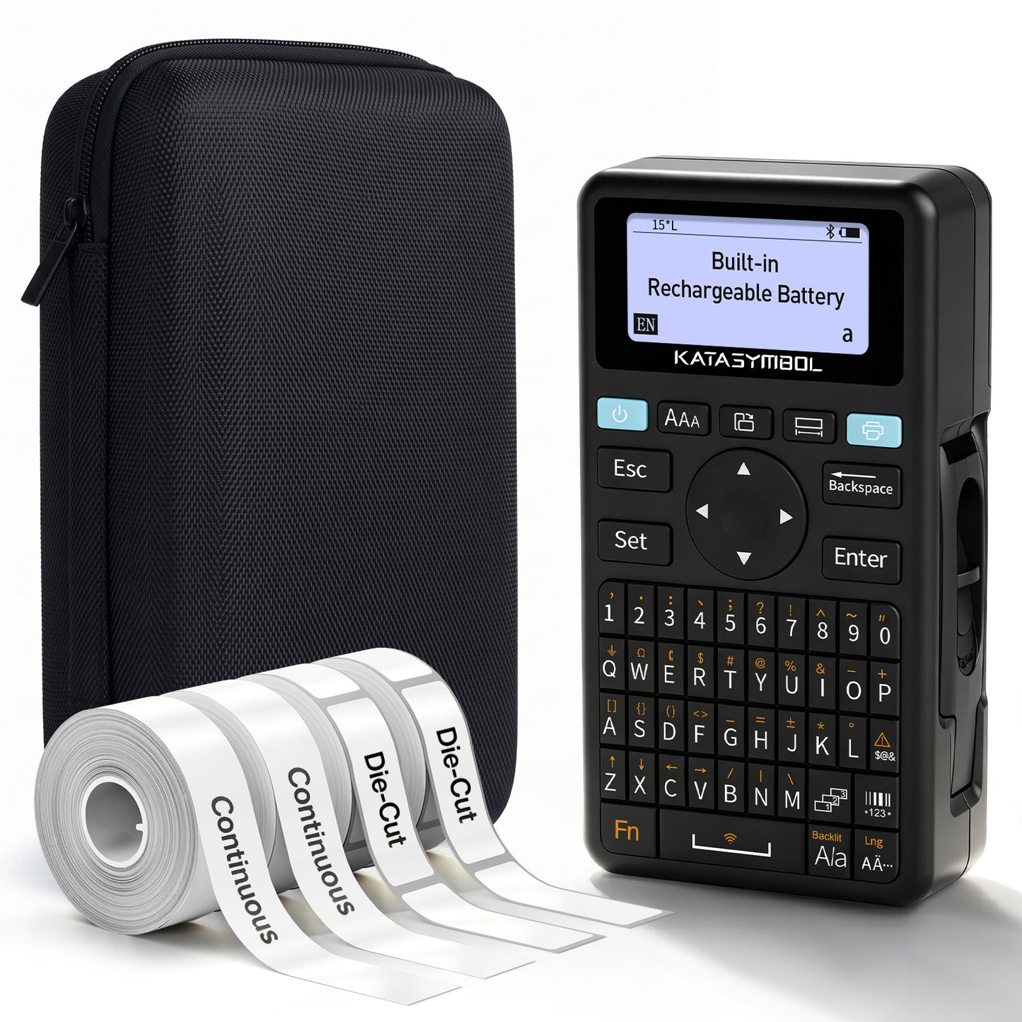 SUPVAN E11 Keyboard & Bluetooth Label Maker with 4 Tapes & Case, Black