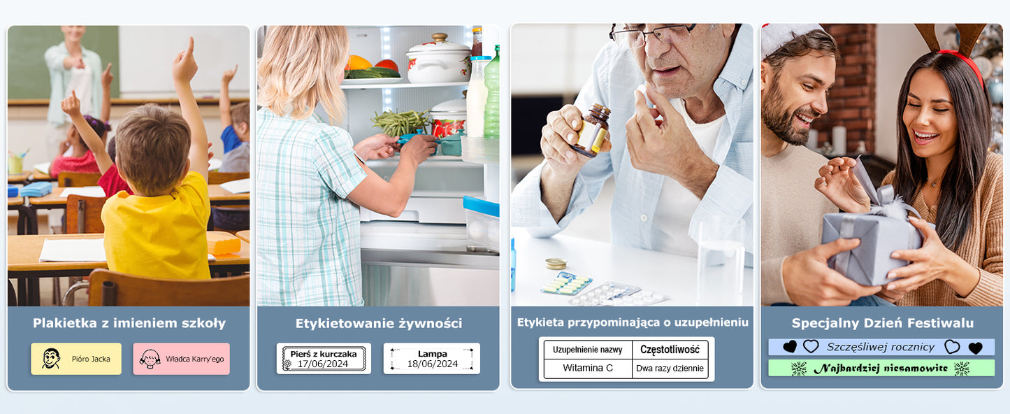 SUPVAN Drukarka Etykiet Bluetooth E10, Samoprzylepna Drukarka Etykiet, Drukarka Termiczna kompatybilna z systemem iOS Android, do domu, biura i małych firm, Biały