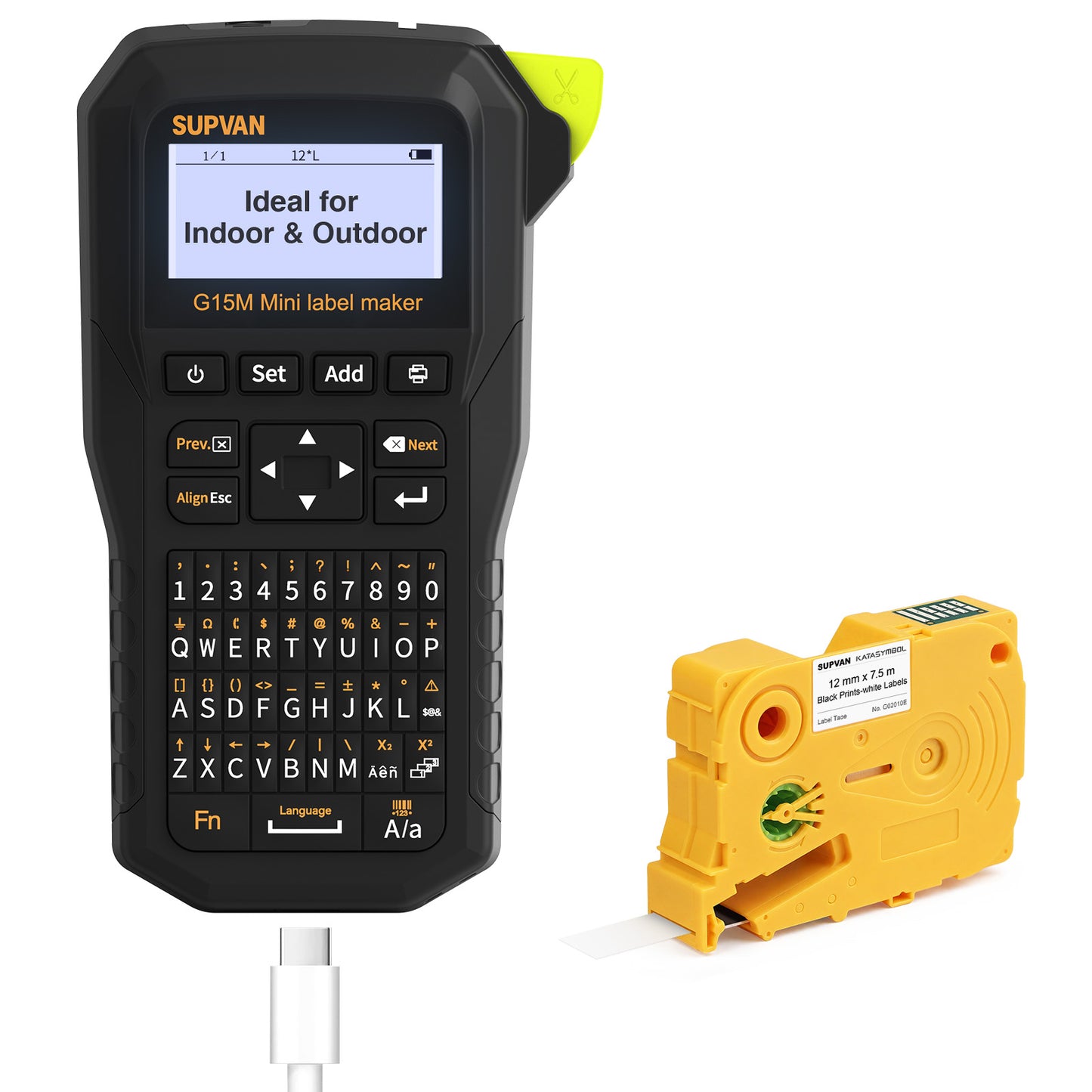 SUPVAN G15M Mini Portable Label Maker Machine with Tapes, Rechargeable 1200mAh Battery Thermal Transfer Printer, Compatible with Multi-Type Label, Home, Garage, Office & Outdoor