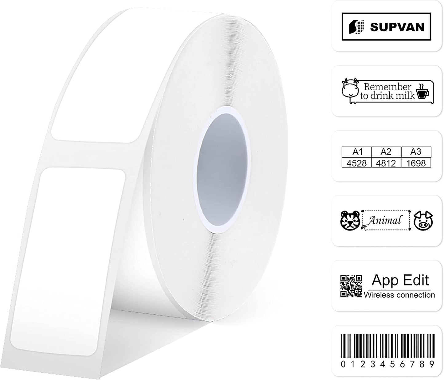 SUPVAN E10 Fixed Sized Type Label Tape for E10 Label Maker
